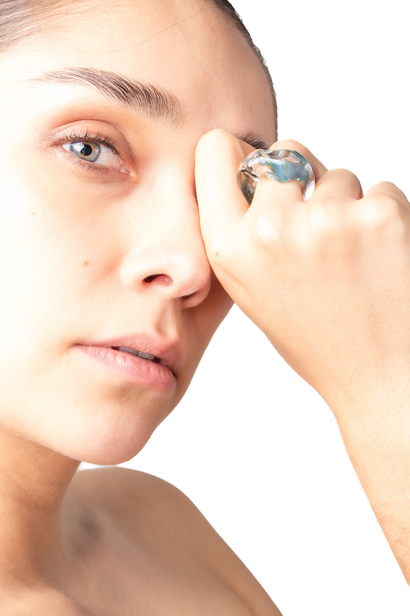 Salvára SOPLO ring set featuring blue and silver rings with intricate designs, perfect for stylish accessorizing.
