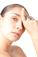 Salvára SOPLO ring set featuring multiple blue rings with intricate designs, displayed on a neutral background.