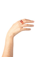 Salvárea Soplo Ring Set featuring multiple red rings with intricate designs, perfect for stylish accessories.