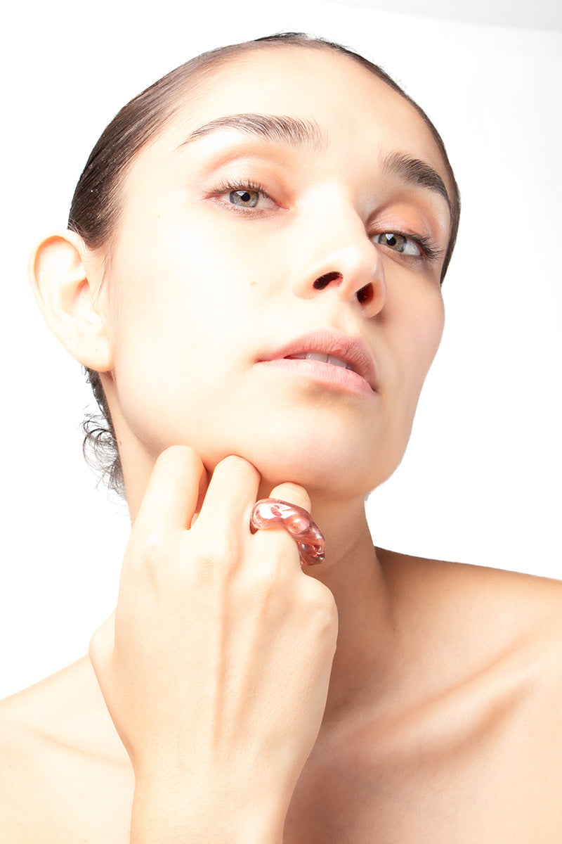 Mauve SALVÁREA SOPLO ring set featuring multiple sleek, modern rings displayed together on a white background.