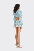 Blue Lotus leaf bolero jacket from Stolen Stores, featuring a spiral leaf design and lightweight, stylish jacket for casual wear.