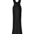 Black spiral lotus leaf maxi dress from Stolen Stores featuring a flowing, elegant design with spiral and leaf-inspired details.
