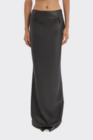 Black spiral low waist maxi skirt by Stolen Stores, featuring a flowing design and comfortable fit.