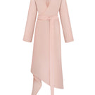 Dusty pink spiral wrap coat by Stolen Stores, featuring a unique spiral design and cozy, stylish fit.
