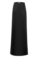 Black spiral low waist maxi skirt from Stolen Stores, flowing fabric with a relaxed fit and stylish design.
