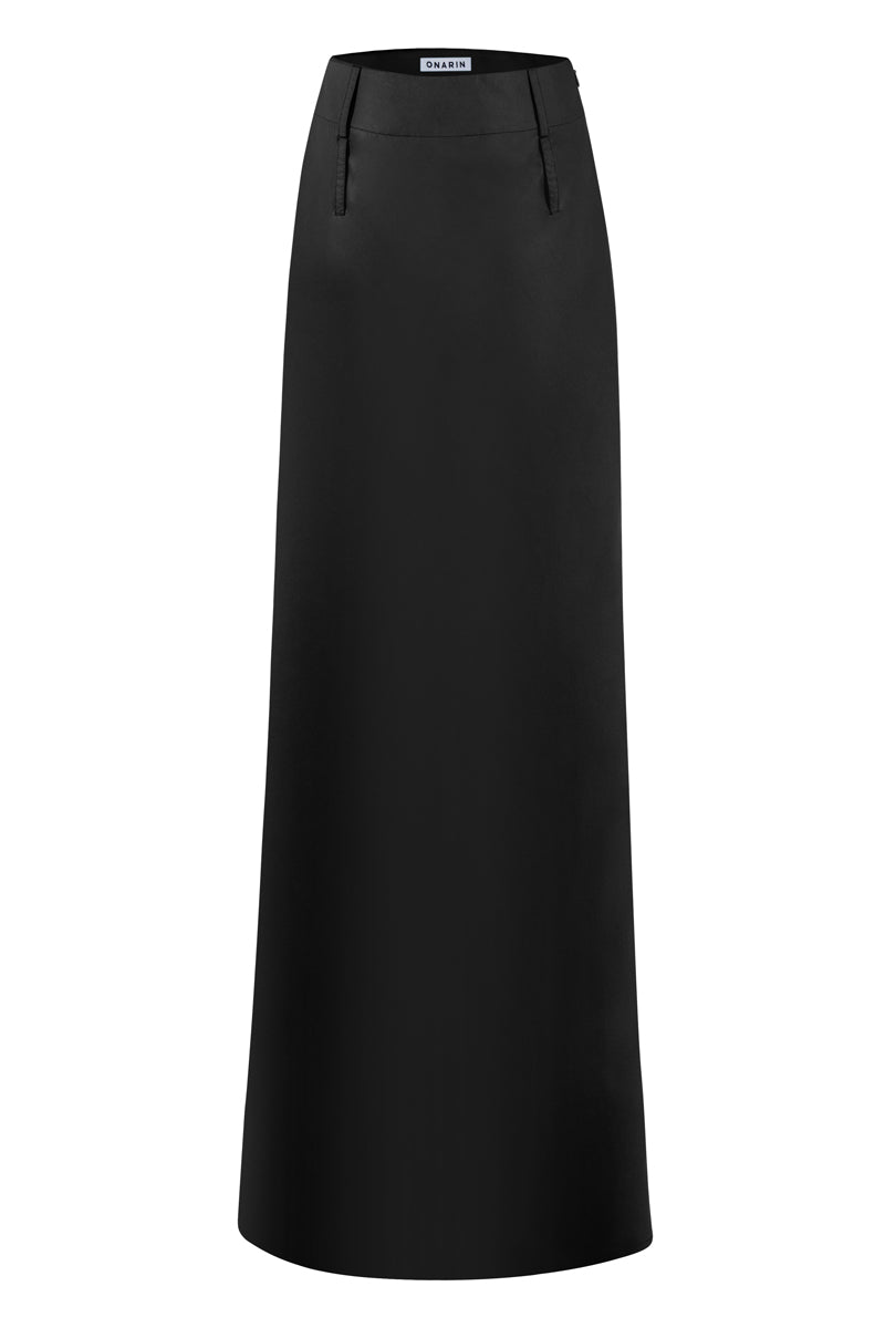 Black spiral low waist maxi skirt from Stolen Stores, flowing fabric with a relaxed fit and stylish design.