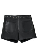 Black Sterling leather shorts by Double A, featuring a sleek, fitted design and stylish short length.
