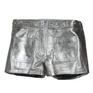 Double A Sterling leather shorts in washed silver with a tailored fit, showcasing a sleek, modern design.
