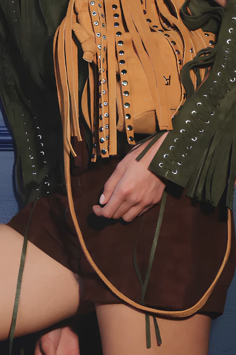 Double A sterling suede belted shorts in brown, showcasing a stylish short with a matching belt and textured suede fabric.