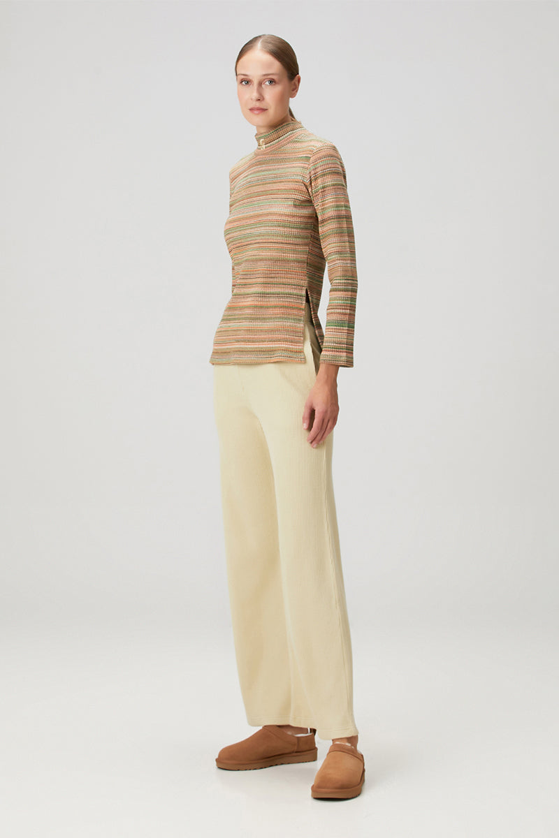 Yellow Bassigue straight leg sweatpants laid flat showing the relaxed fit and soft fabric for comfortable casual wear.