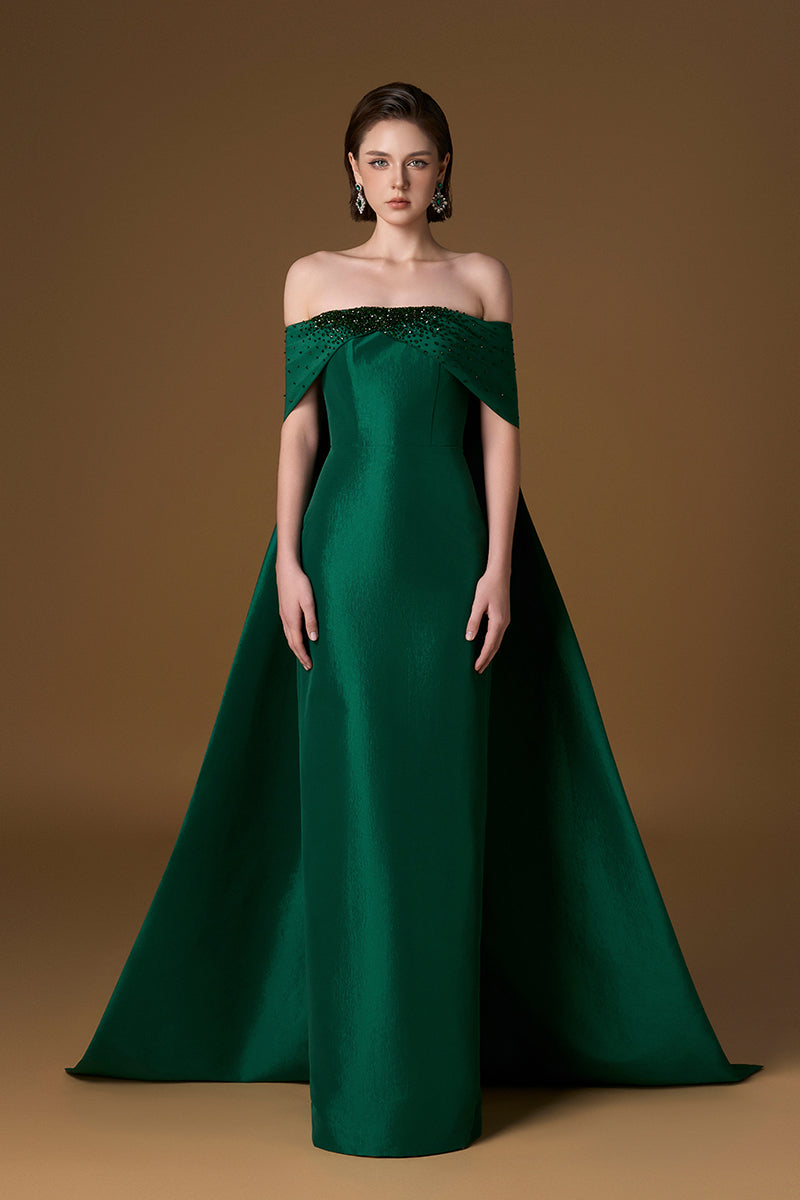 ANNA TAFFETA SILK LINED GOWN IN GREEN | CULT MIA | I.H.F ANNA TAFFETA SILK LINED GOWN IN GREEN | CULT MIA | I.H.F