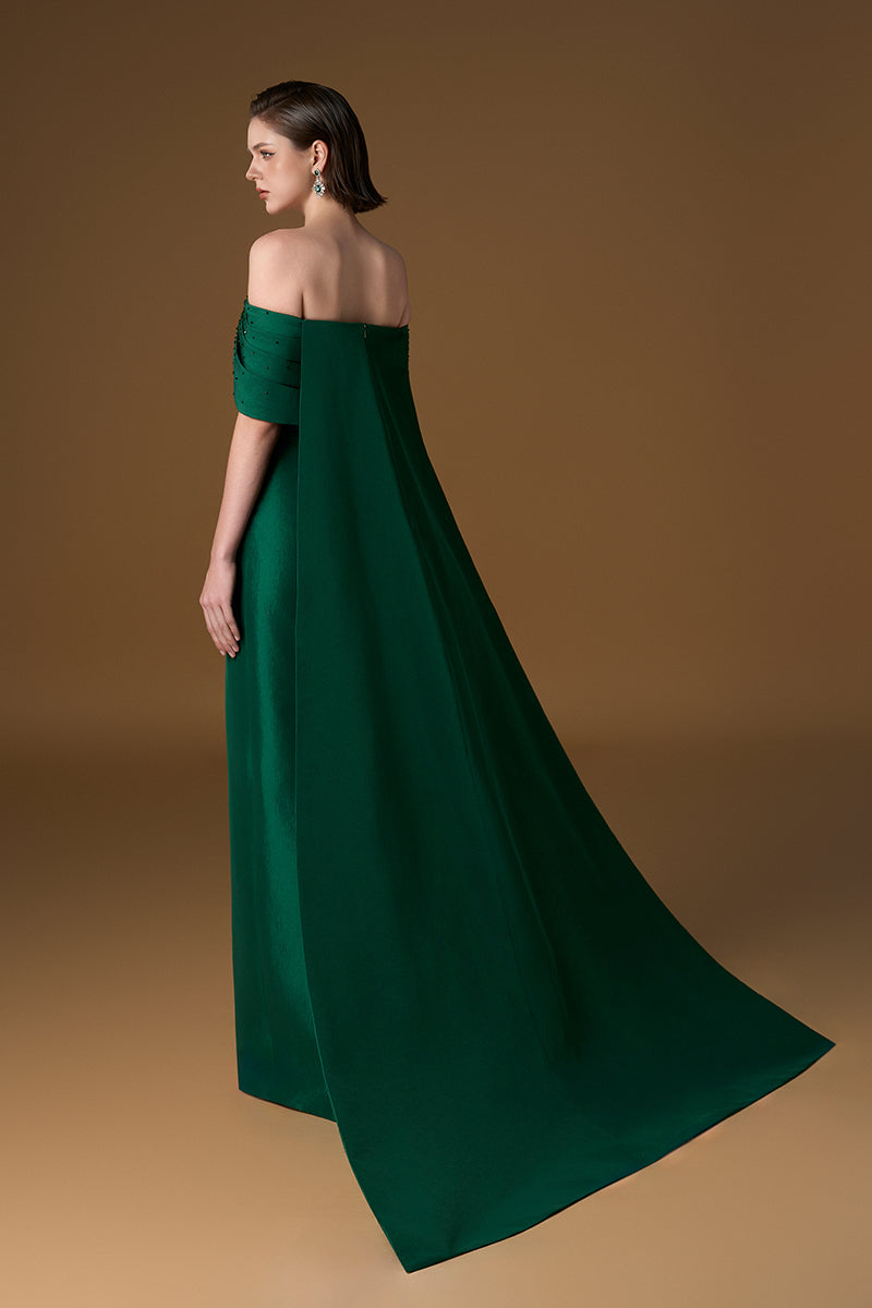 green taffeta bridesmaid dress Azazie Pamela