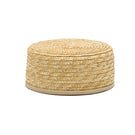 Straw pillbox hat by LE SH KA featuring a classic, structured design perfect for vintage or elegant summer styles.