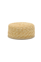 Straw pillbox hat by LE SH KA featuring a classic, structured design perfect for vintage or elegant summer styles.
