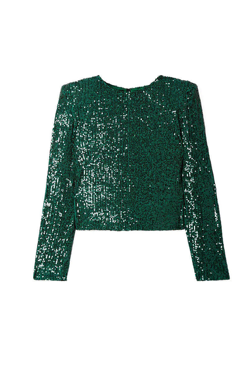 SEQUIN STRETCH-TULLE TOP - CULT MIA