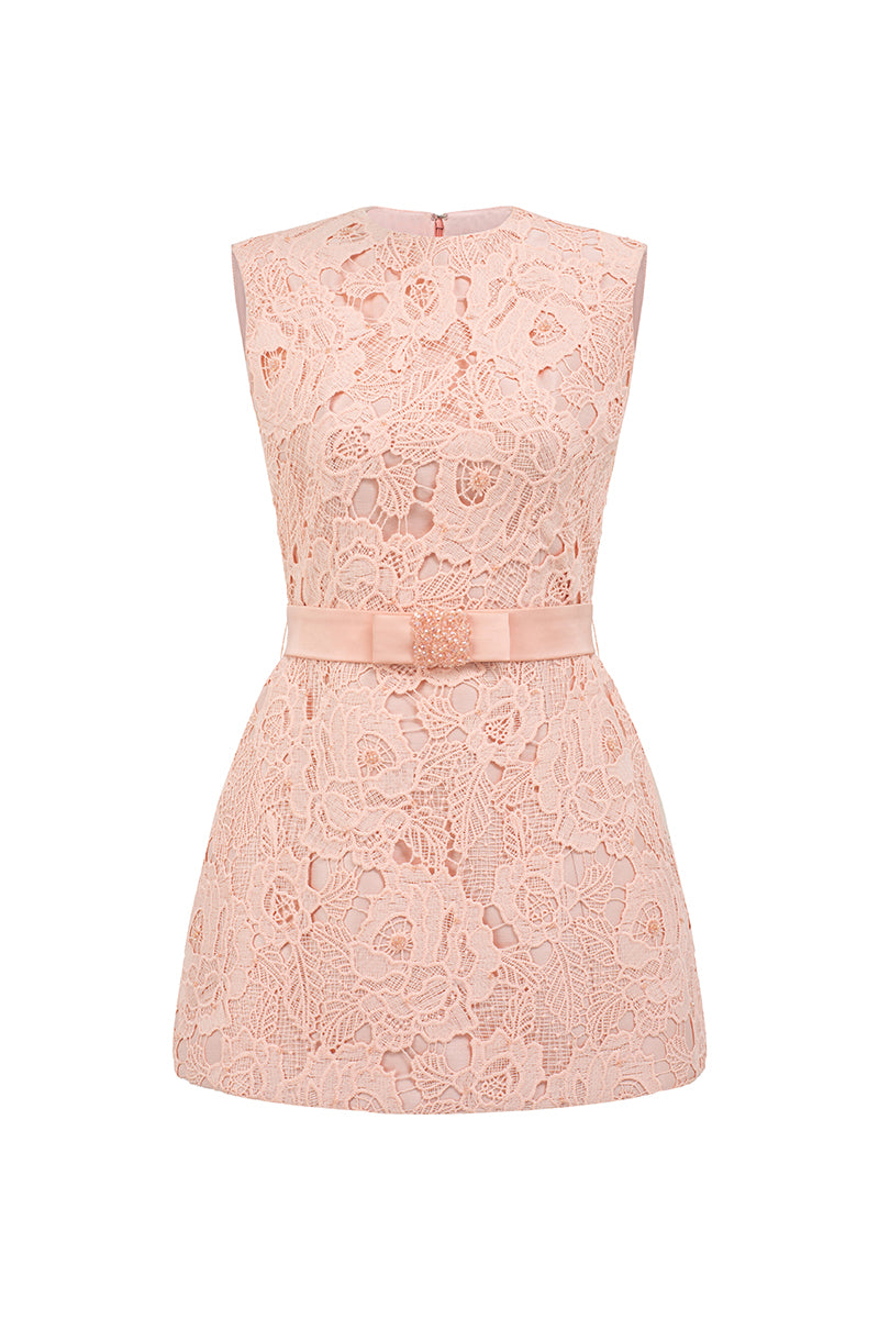 SLEEVELESS BELL MINI DRESS IN LIGHT PINK - CULT MIA