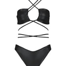 Maliluha Sue bikini set in shiny black with a stylish two-piece swimsuit for swimming and beachwear.