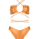 Maliluha Sue bikini set in shiny orange with a stylish swimwear design, perfect for beach or poolside wear.