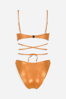 Maliluha Sue bikini set in shiny orange featuring a stylish two-piece swimsuit with a flattering fit.