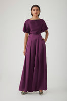 Aubergine Rani Wrap Top by Mastani, featuring a stylish wrap design, displayed on a mannequin against a neutral background.