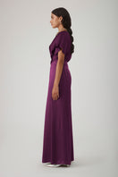 Aubergine Rani wrap top by Mastani, stylish women's tops featuring a wrap design and elegant silk fabric.