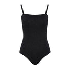 Black Verdelimon Sumatra one-piece swimsuit shown from the back, featuring sleek design and full coverage.