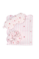Pink summer fruits-themed sleep gift box by MANITO, featuring decorative home accessories with vibrant fruit motifs.