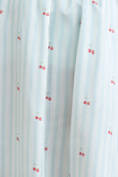 Blue summer fruits women's short nightdress by MANITO, lightweight mini dress with vibrant fruit print for warm nights.