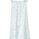 Blue summer fruits women's short nightdress by MANITO, lightweight mini dress with vibrant fruit print, perfect for warm nights.