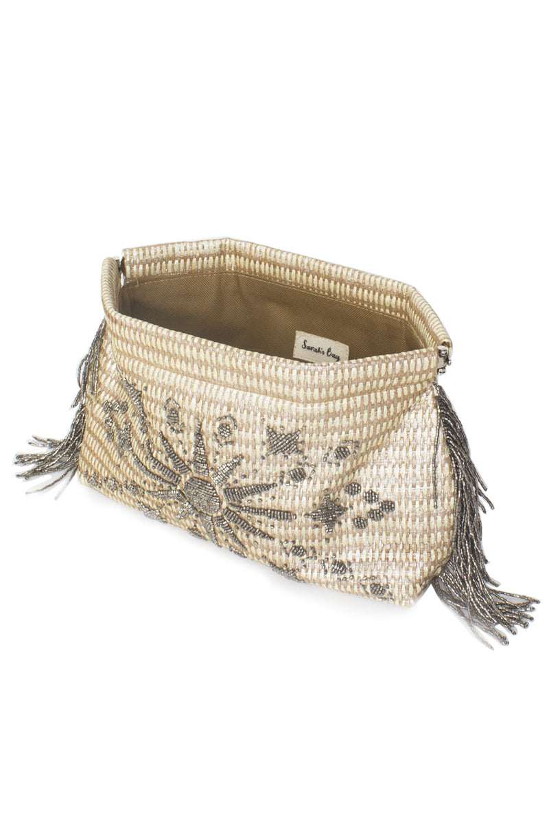 SUNRISE ON SILVER STRAW CLIPBAG CLUTCH - CULT MIA