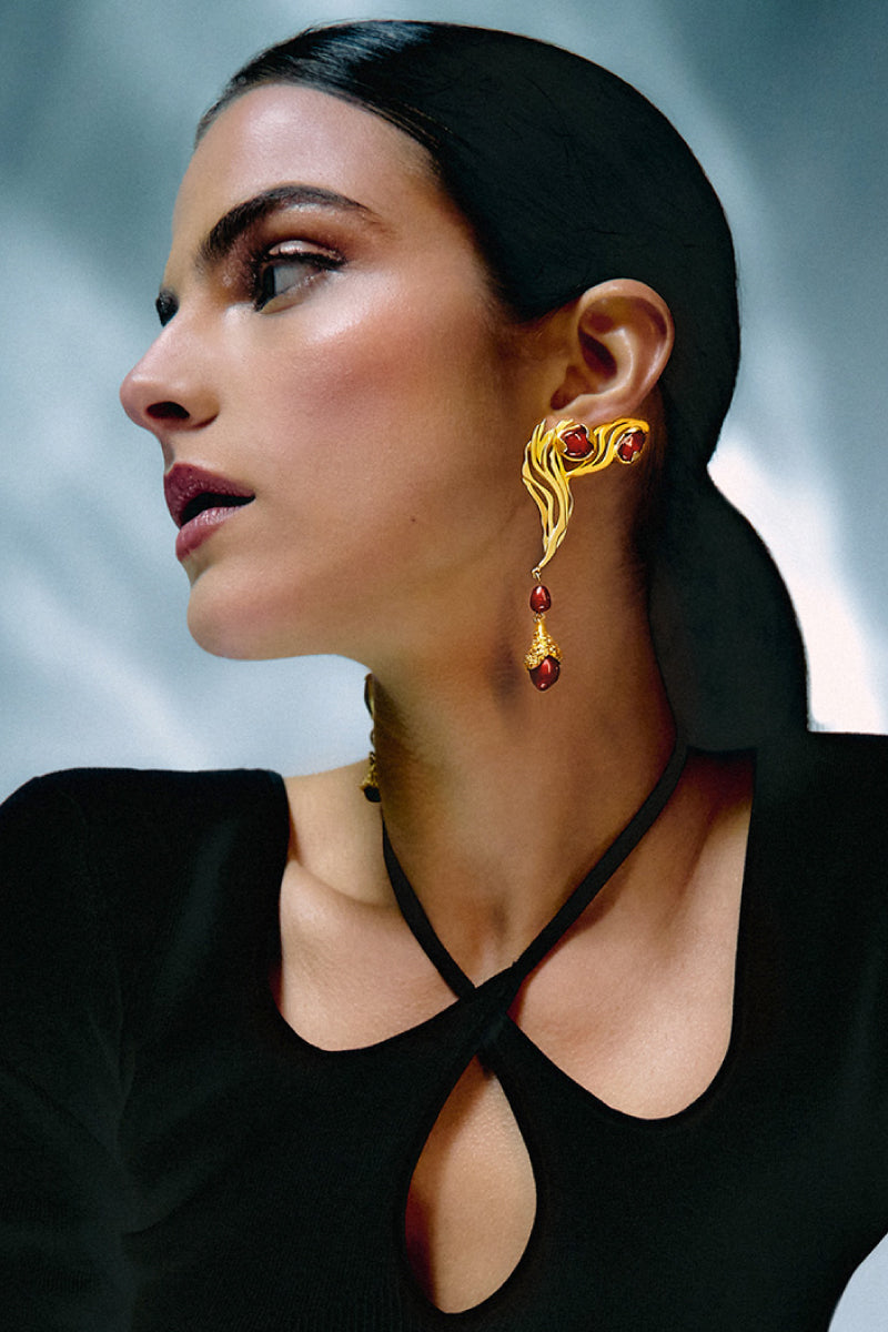 SUPERNOVA GOLD AND RED EARRINGS - CULT MIA