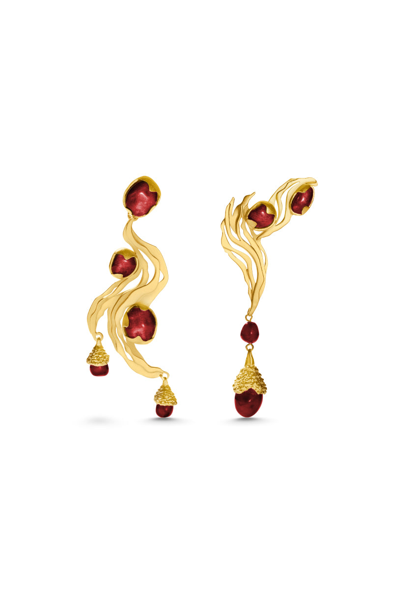 SUPERNOVA GOLD AND RED EARRINGS - CULT MIA
