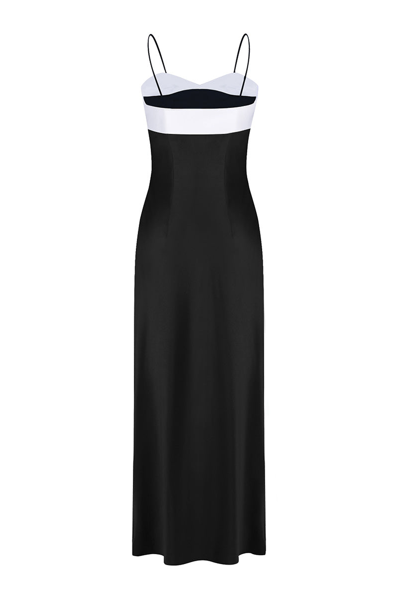 SWAN SLIP MAXI DRESS IN BLACK AND WHITE - CULT MIA