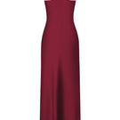 Stolen Stores Swan Slip Maxi Dress in burgundy and pink, front view showing flowy fabric and stylish design.