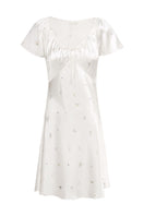 Beige silk nightgown for women from Sweet Garden by MANITO, featuring a flowy, elegant design perfect for sleep or lounging.
