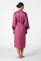 NK IMODE Sydney Seaside long silk kimono in freesia color, flowing robe with elegant design and smooth fabric details.