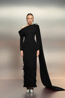 Black Ward Crepe Dress by 21Six, a stylish gown with a sleek, modern silhouette and elegant crepe fabric.