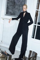 Tagg wool jacket with detachable scarf, featuring a stylish design and cozy fabric, shown on a model.