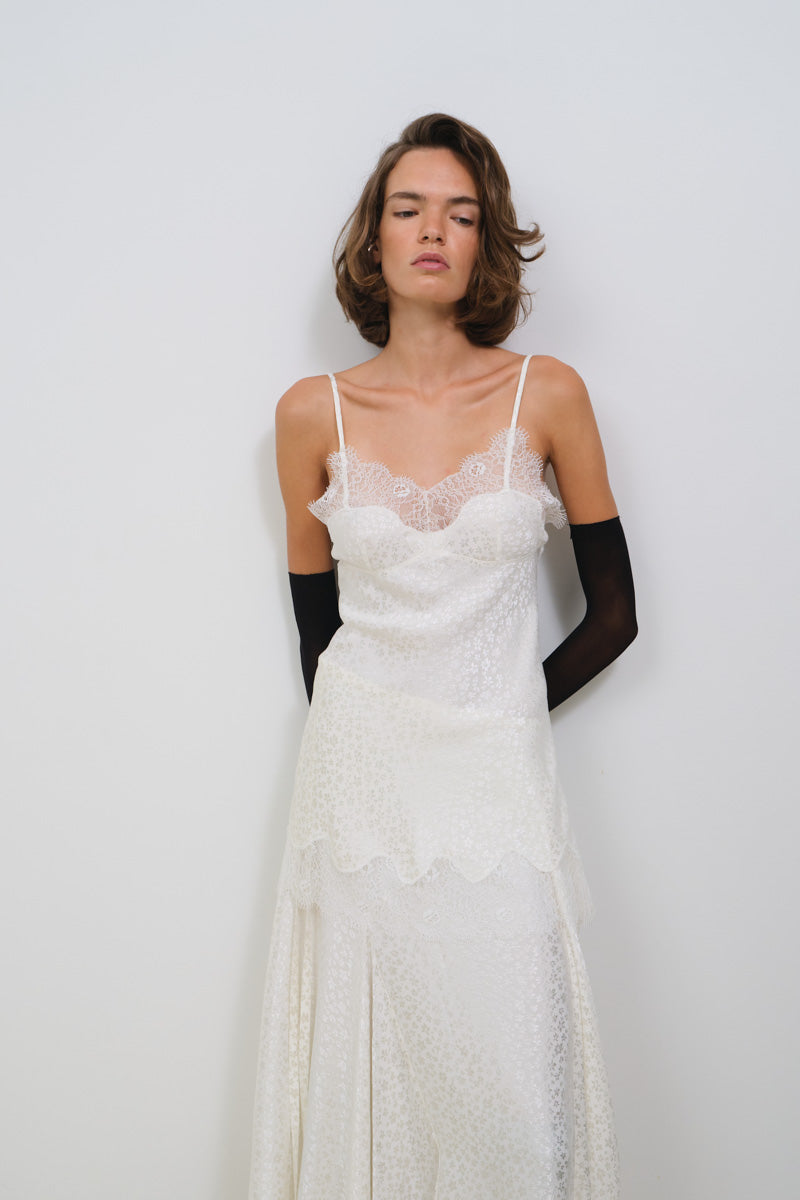 JACQUARD CAMISOLE WITH
LACE TRIM - CULT MIA