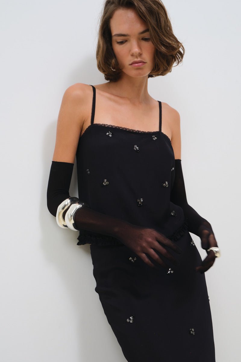 EMBROIDERED SKIRT IN CRINKLED CHIFFON - CULT MIA