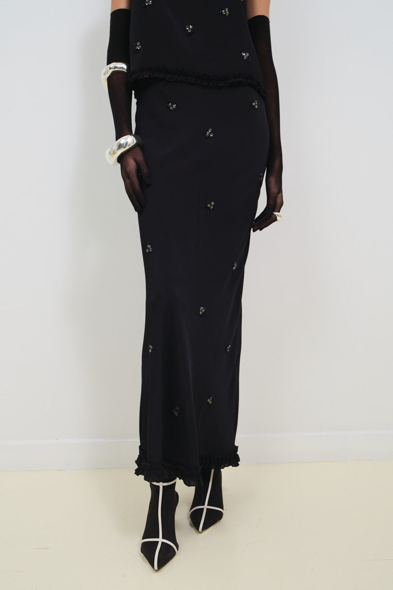 EMBROIDERED SKIRT IN CRINKLED CHIFFON - CULT MIA