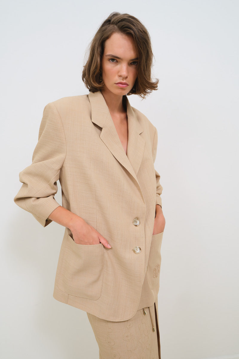 LINEN BLAZER WITH EMBROIDERY - CULT MIA