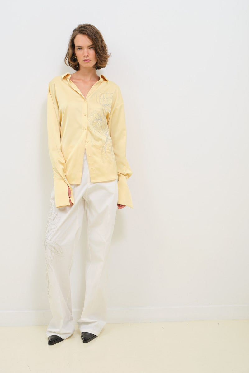 COTTON PANTS WITH EMBROIDERY - CULT MIA