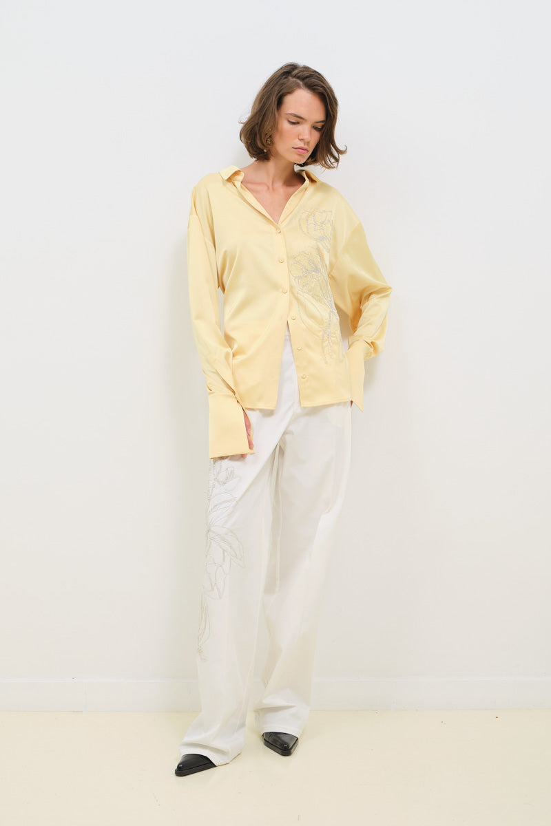 COTTON PANTS WITH EMBROIDERY - CULT MIA
