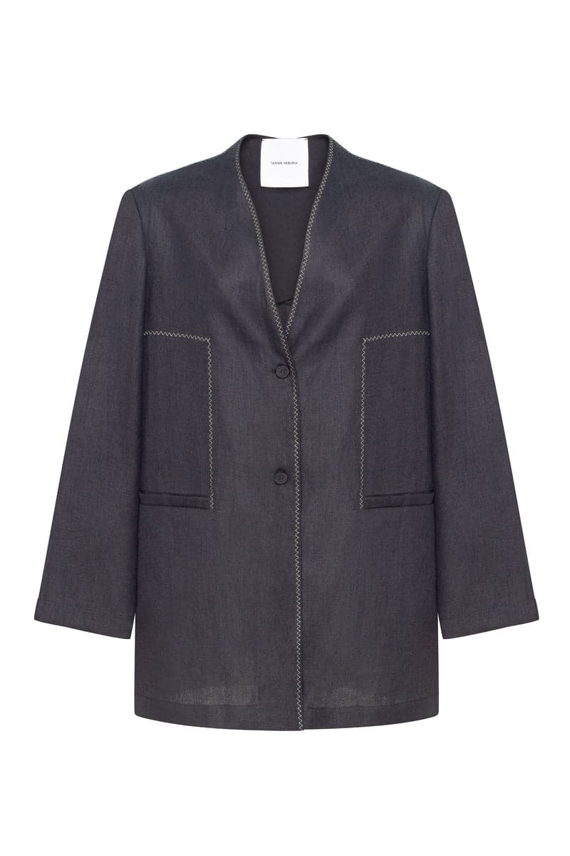 BLACK OVERSIZED SINGLE-BREASTED BLAZER - CULT MIA