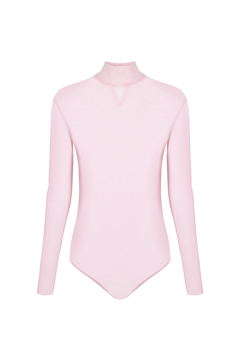 Elegant white body tulle top by JC Pajares featuring delicate, sheer fabric and a stylish design perfect for fashionable outfits.