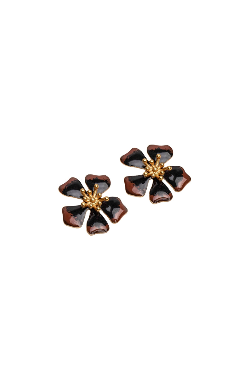 Black Aurora midi earrings by Sara & Flora, featuring sleek, modern design with a matte finish and elegant dangling style.