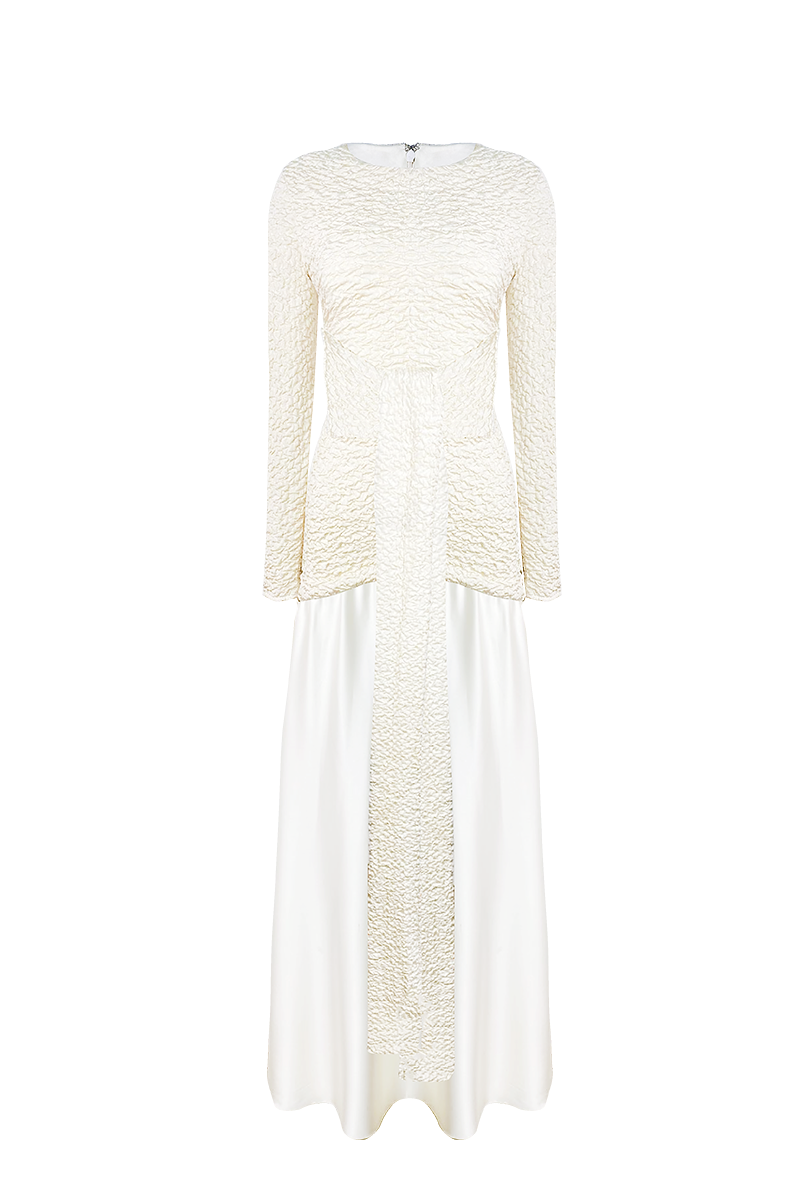 EL PEZ IVORY AND OFF WHITE LONG DRESS