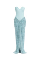 Urban Muse Thalassa gown in aqua mint, flowing maxi dress with elegant design and soft fabric, perfect for summer or special occasions.