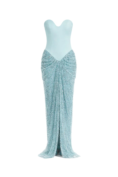 aqua strapless maxi dress URBAN MUSE THALASSA MAXI DRESS IN AQUA MINT
